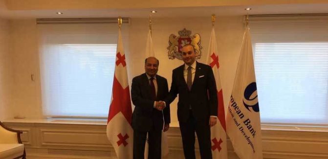 Prime Minister of Georgia Bakhtadze and EBRD President Chakrabarti in Tbilisi